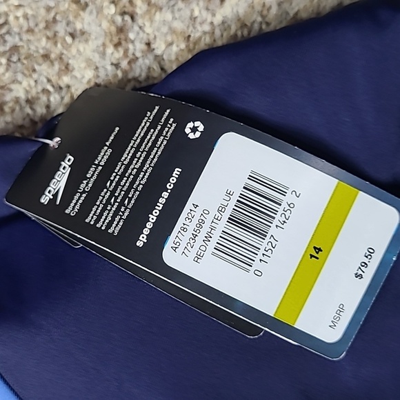 Speedo Navy and Red UPF 50+ Swimwear - Picture 4 of 8